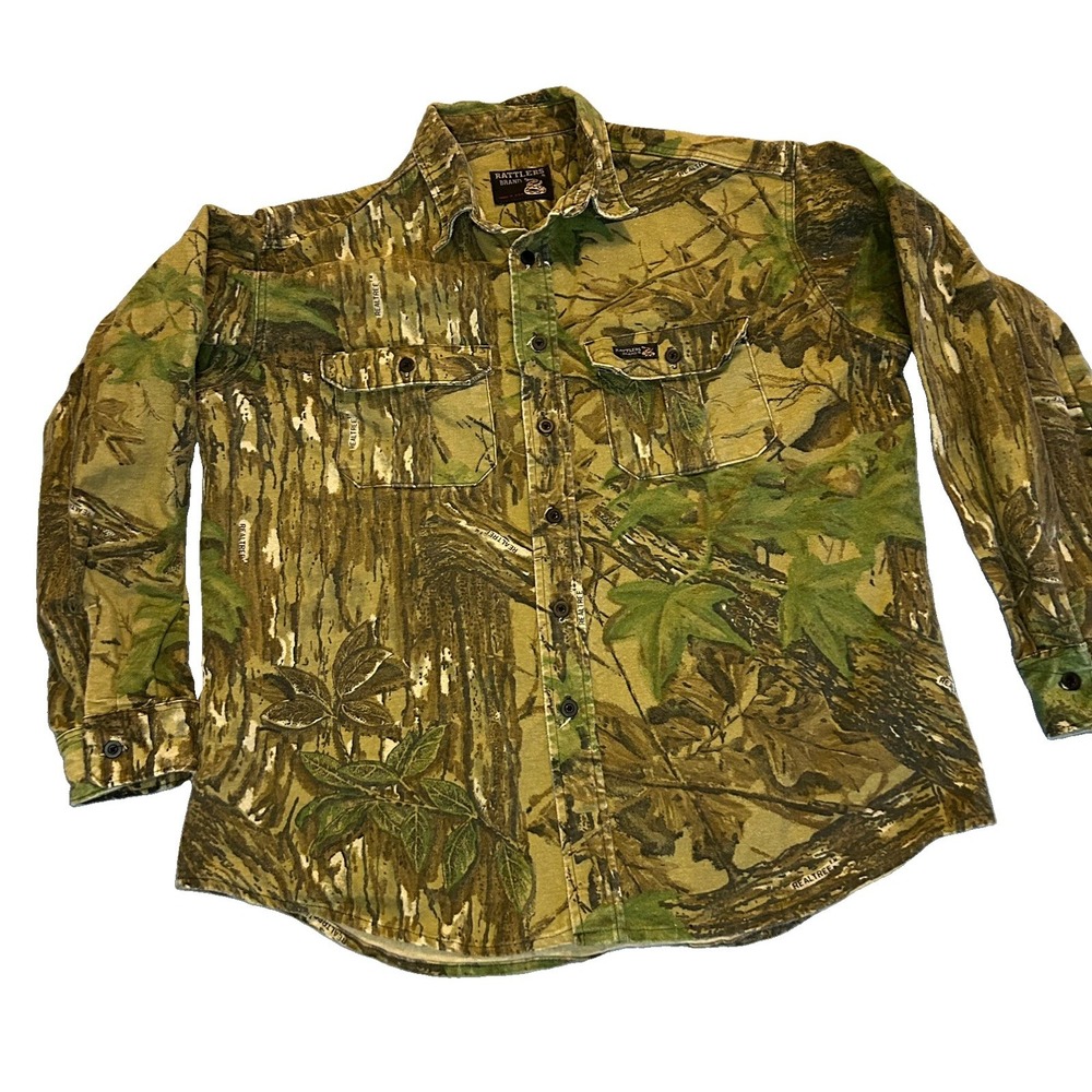 Vintage Rattlers Realtree Brand Camo Made In USA Mens Shirt Large
